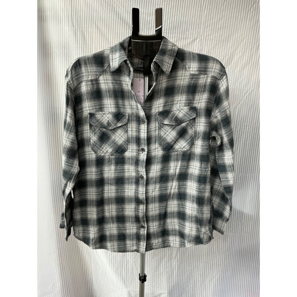 Wild Fable Black White‎ Plaid Flannel Button Down Shirt Womens XS NWT 331024943